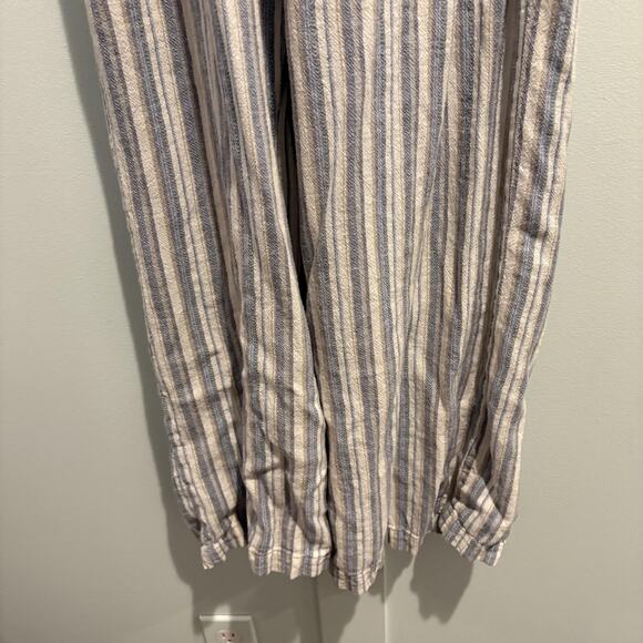 Rewash Pants Womens Medium Blue White Striped Linen Blend Smocked Waist Wide Leg - Picture 6 of 14